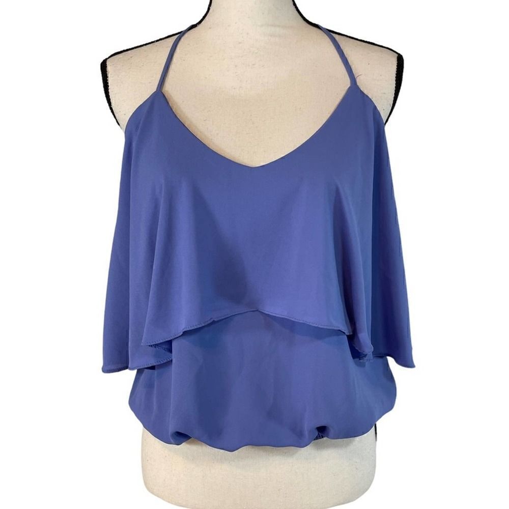 Solemio Los Angeles Georgette Blue Sleeveless Blouse Small - Picture 10 of 10